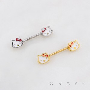 KITTY CAT RIBBON 316L SURGICAL STEEL NIPPLE RING